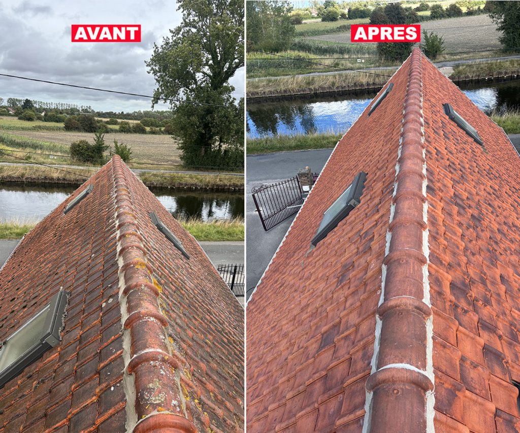 petite maçonnerie de faîtage sur toiture à Anet